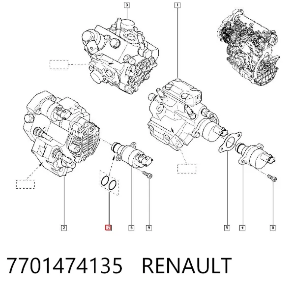Kit de reparación del inyector 7701474135 Renault (RVI)
