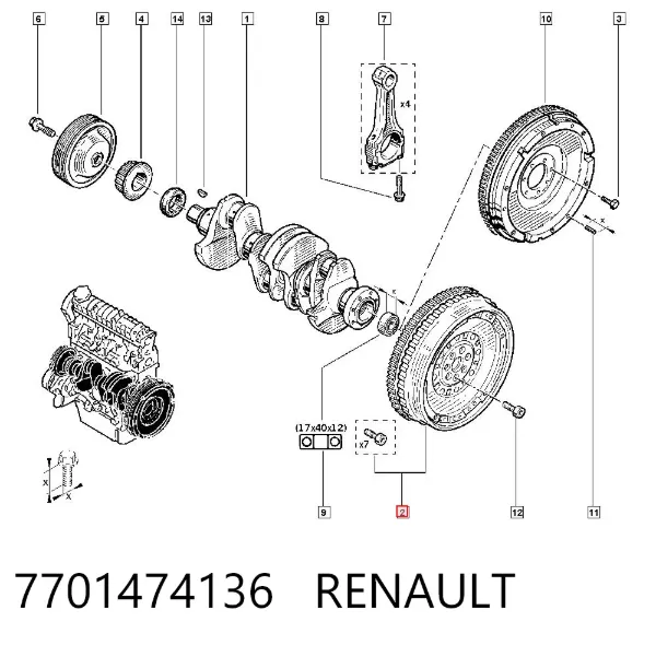 Volante motor 7701474136 Renault (RVI)