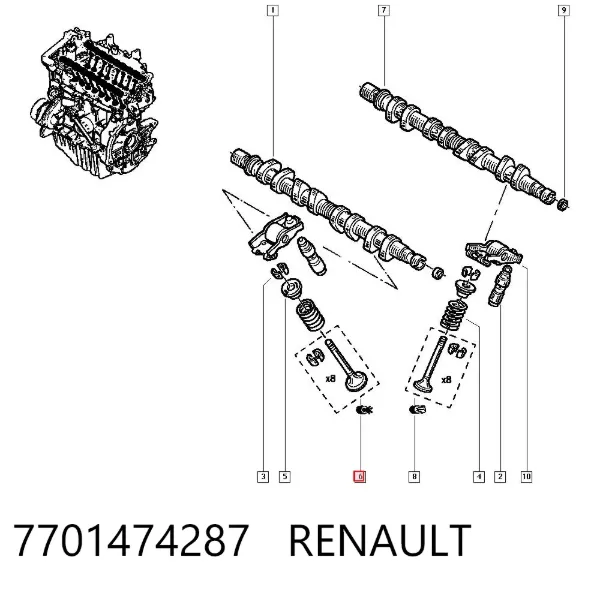 Válvulas de admisión 7701474287 Renault (RVI)