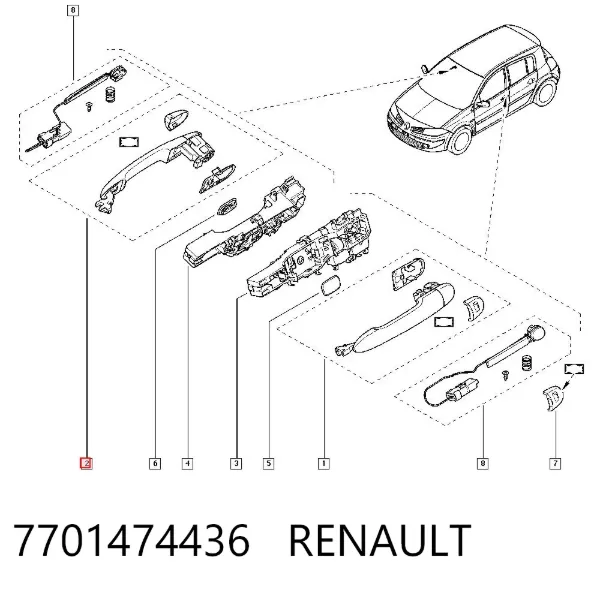 Manija exterior de puerta delantera 7701474436 Renault (RVI)