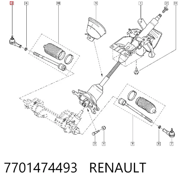 Rótula barra de dirección 7701474493 Renault (RVI)