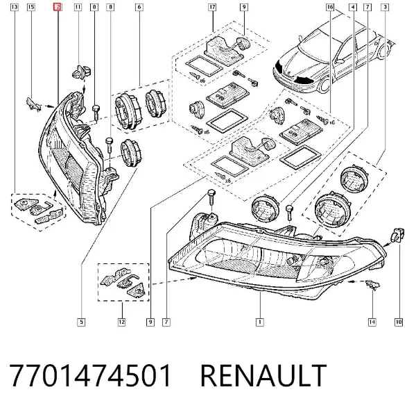 Faro derecho 7701474501 Renault (RVI)