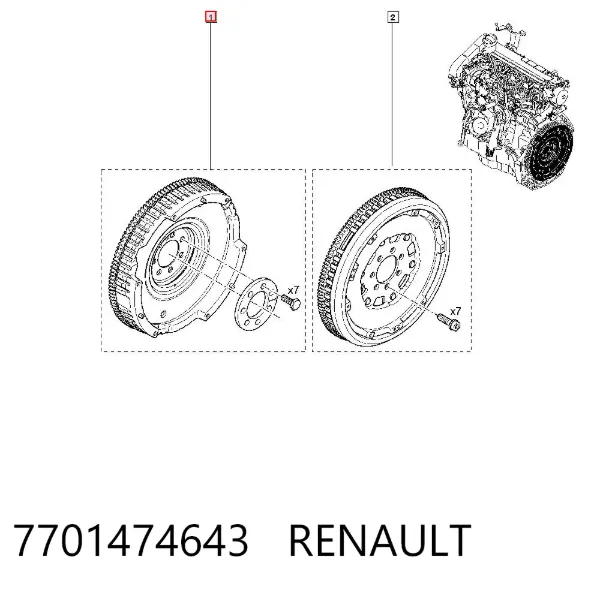 Volante motor 7701474643 Renault (RVI)