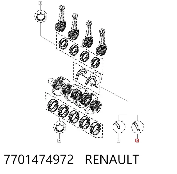 Juego de discos distanciador, cigüeñal, STD 7701474972 Renault (RVI)