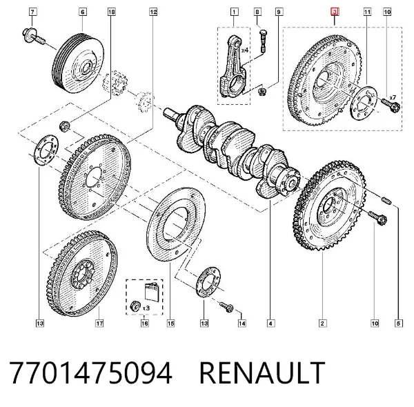 Volante motor 7701475094 Renault (RVI)