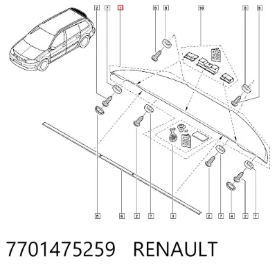 Alerón de puerta trasera RENAULT 7701475259