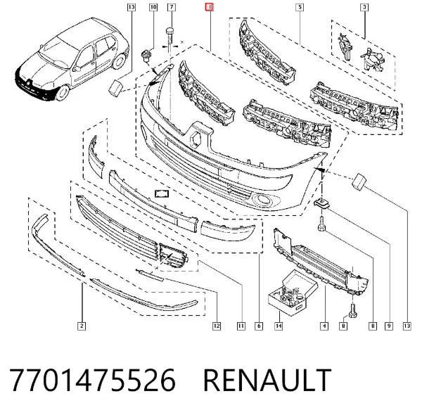 Paragolpes 7701475526 Renault (RVI)
