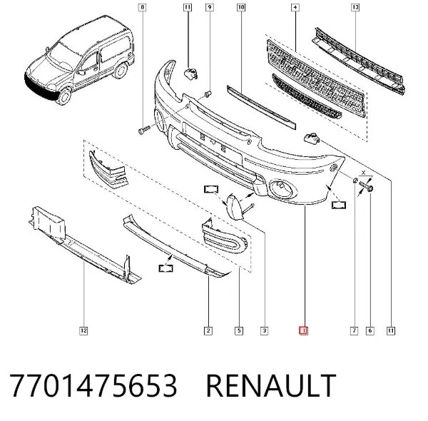 Paragolpes 7701475653 Renault (RVI)