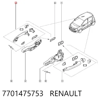 Manija exterior de puerta delantera RENAULT 7701475753