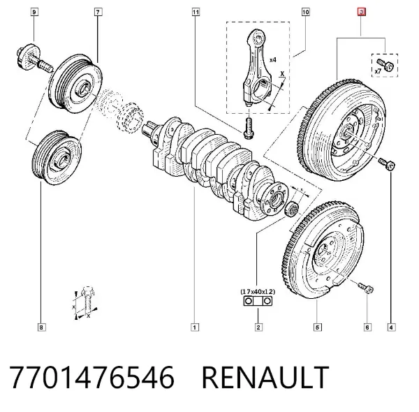 Volante motor 7701476546 Renault (RVI)