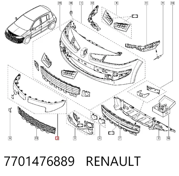 Protector para parachoques 7701476889 Renault (RVI)