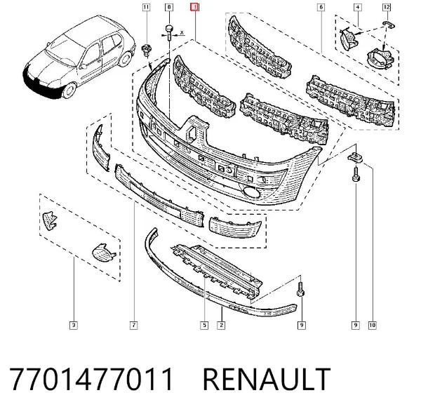 Paragolpes 7701477011 Renault (RVI)