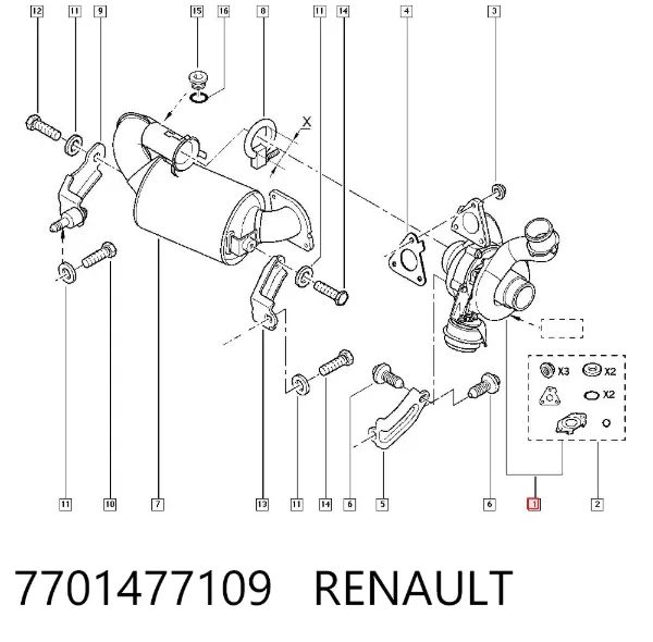 Turbocompresor 7701477109 Renault (RVI)