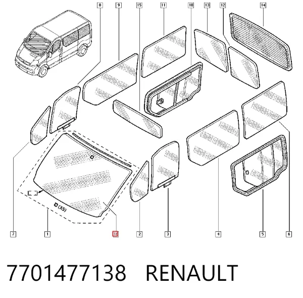 Parabrisas 7701477138 Renault (RVI)