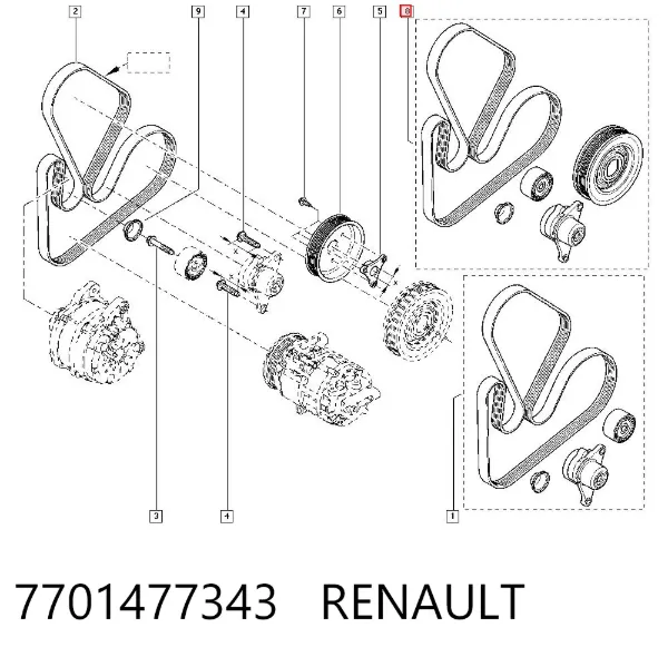 Correa de transmisión 7701477343 Renault (RVI)