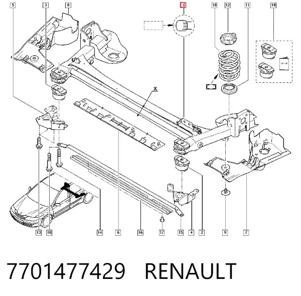 Puente trasero 7701477429 Renault (RVI)