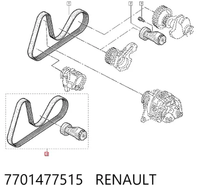 Correa de accesorios, juego RENAULT 7701477515