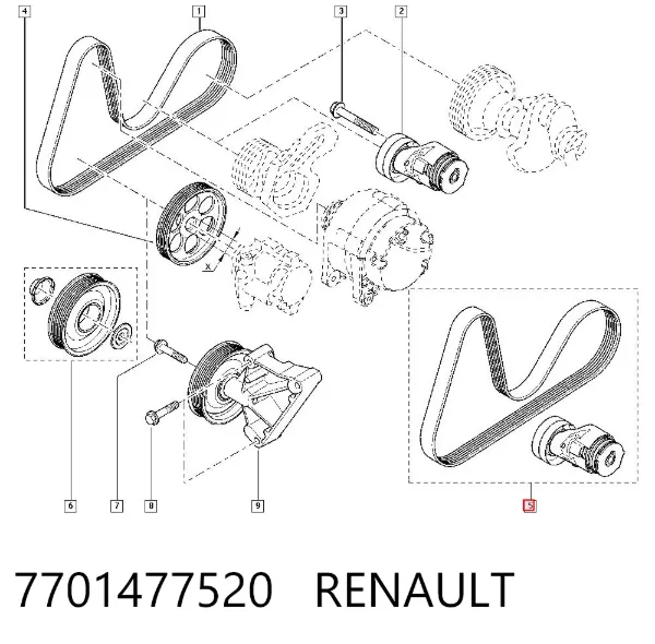 Correa de transmisión 7701477520 Renault (RVI)