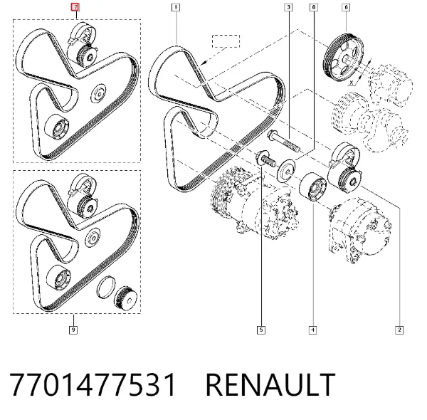 Correa de transmisión 7701477531 Renault (RVI)