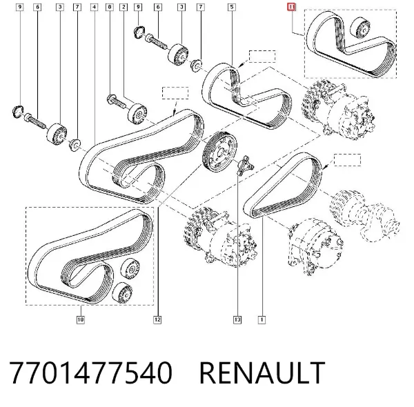 Correa de transmisión 7701477540 Renault (RVI)