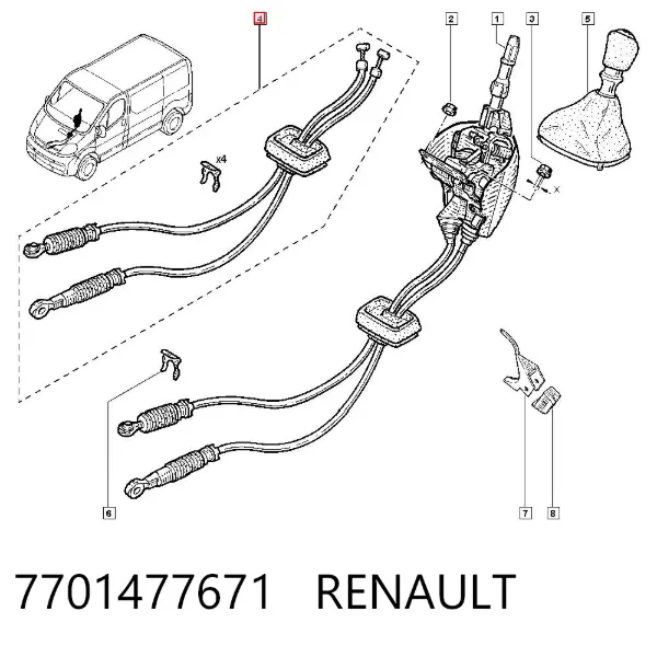 Cables de caja de cambios 7701477671 Renault (RVI)