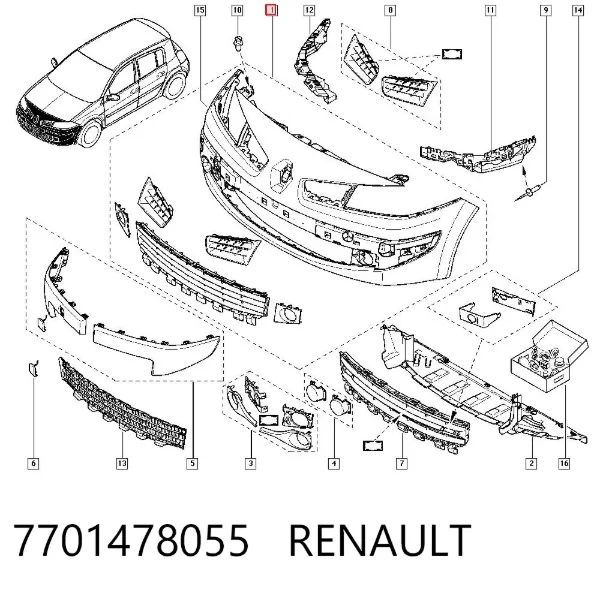 Paragolpes 7701478055 Renault (RVI)