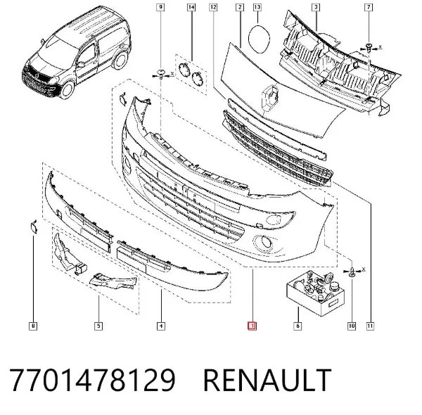 Paragolpes 7701478129 Renault (RVI)