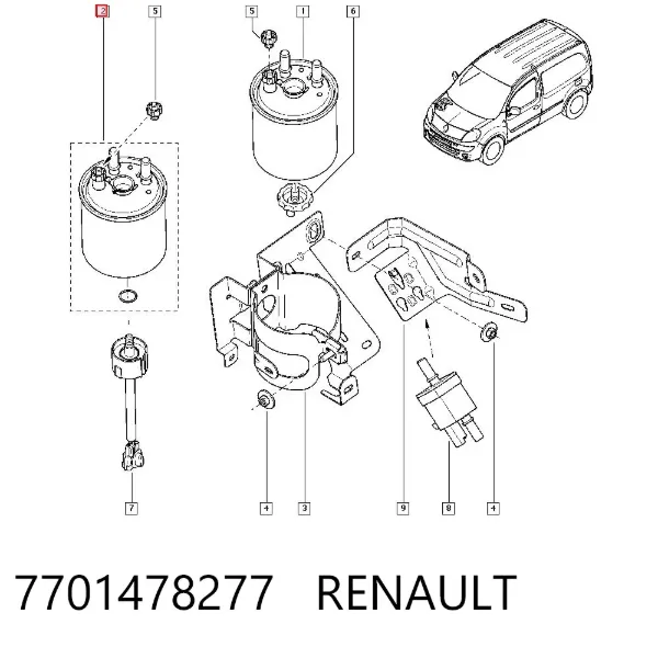 Filtro de combustible 7701478277 Renault (RVI)