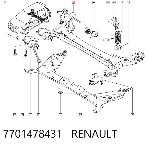 Puente trasero 7701478431 Renault (RVI)