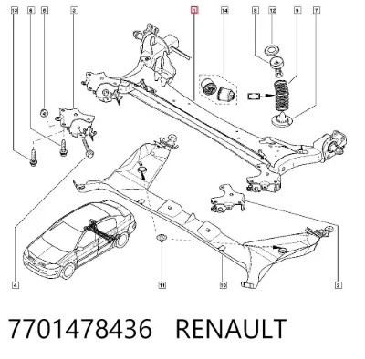 Subchasis trasero soporte motor RENAULT 7701478436