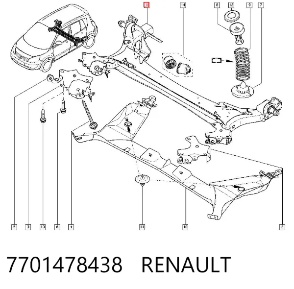 Puente trasero 7701478438 Renault (RVI)