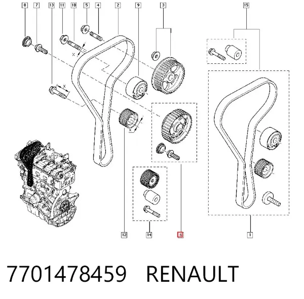 Rueda dentada del árbol de levas de admisión 7701478459 Renault (RVI)