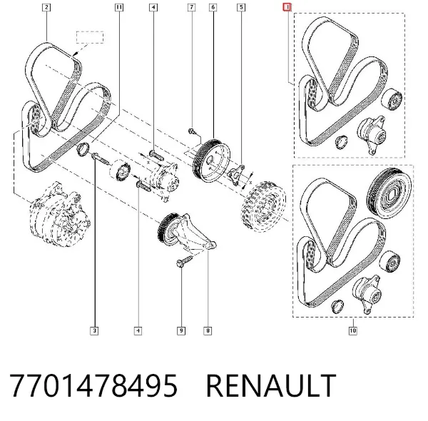 Correa de transmisión 7701478495 Renault (RVI)