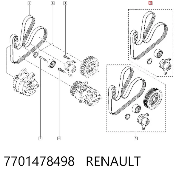Correa de transmisión 7701478498 Renault (RVI)