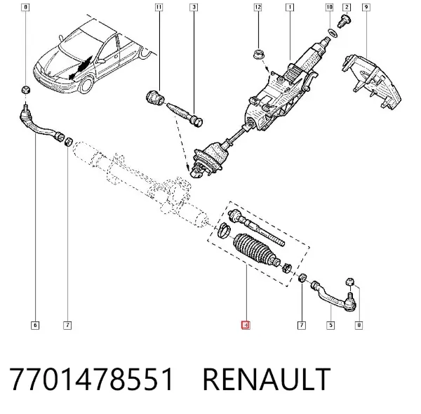 Barra de acoplamiento 7701478551 Renault (RVI)
