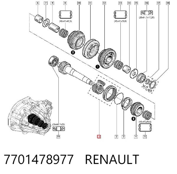 Sincronizador de quinta marcha 7701478977 Renault (RVI)