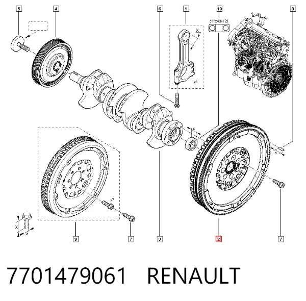 Volante motor 7701479061 Renault (RVI)
