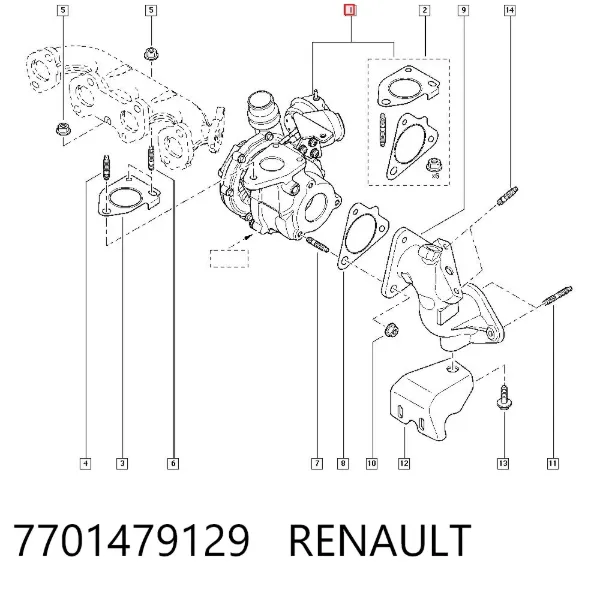 Turbocompresor 7701479129 Renault (RVI)