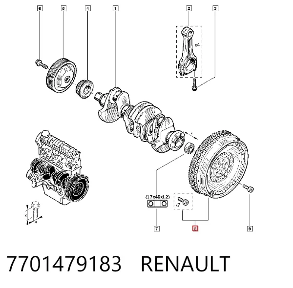 Volante motor 7701479183 Renault (RVI)