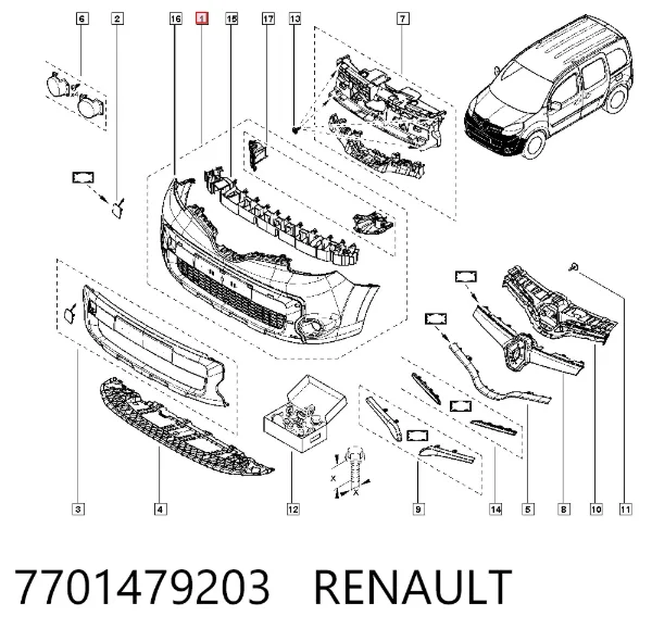 Paragolpes 7701479203 Renault (RVI)