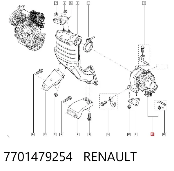 Turbocompresor 7701479254 Renault (RVI)