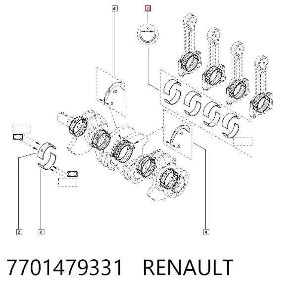 Cojinetes de biela 7701479331 Renault (RVI)