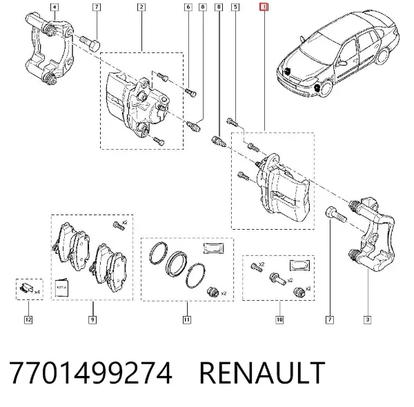 Pinza de freno delantera izquierda 7701499274 Renault (RVI)