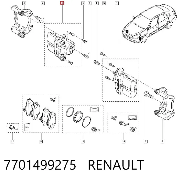 Pinza de freno delantera derecha 7701499275 Renault (RVI)