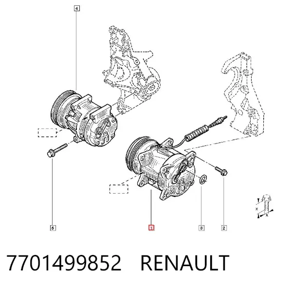 Compresor de aire acondicionado 7701499852 Renault (RVI)