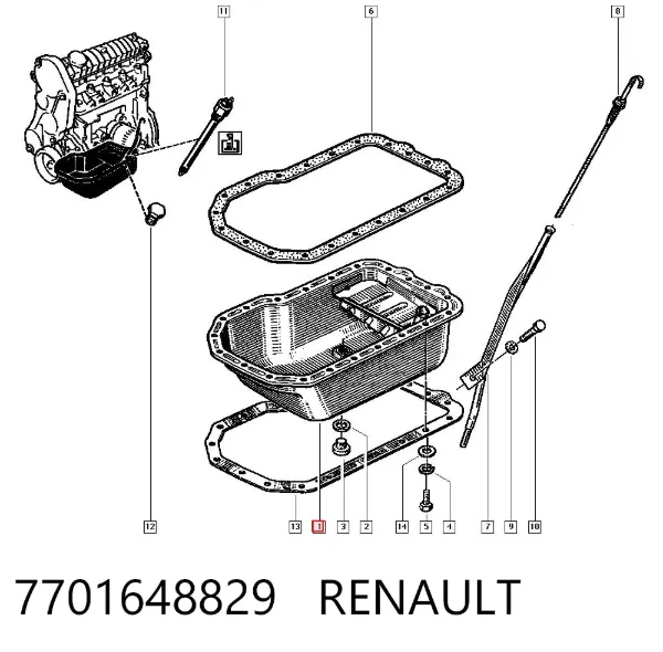 Cárter de aceite del motor 7701648829 Renault (RVI)