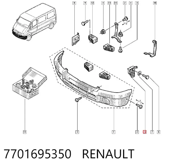 Soporte de parachoques delantero izquierdo 7701695350 Renault (RVI)
