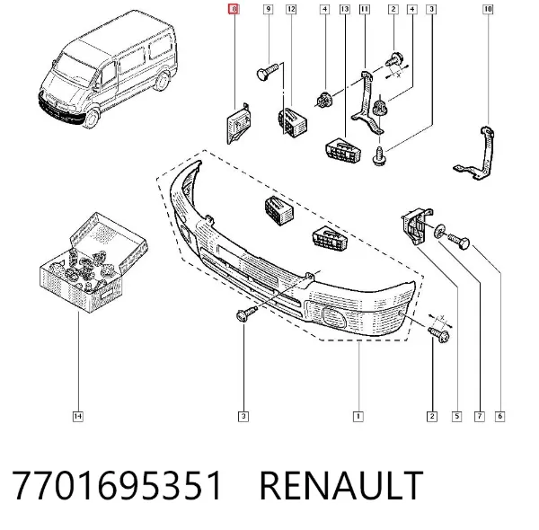 Soporte de parachoques delantero derecho 7701695351 Renault (RVI)