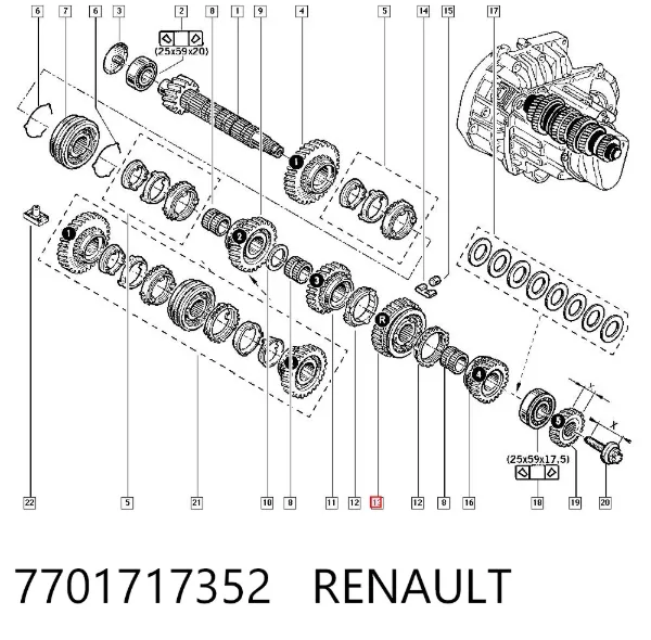 Sincronizador de 3ª y 4ª marcha 7701717352 Renault (RVI)