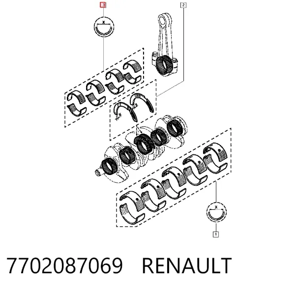 Cojinetes de biela 7702087069 Renault (RVI)